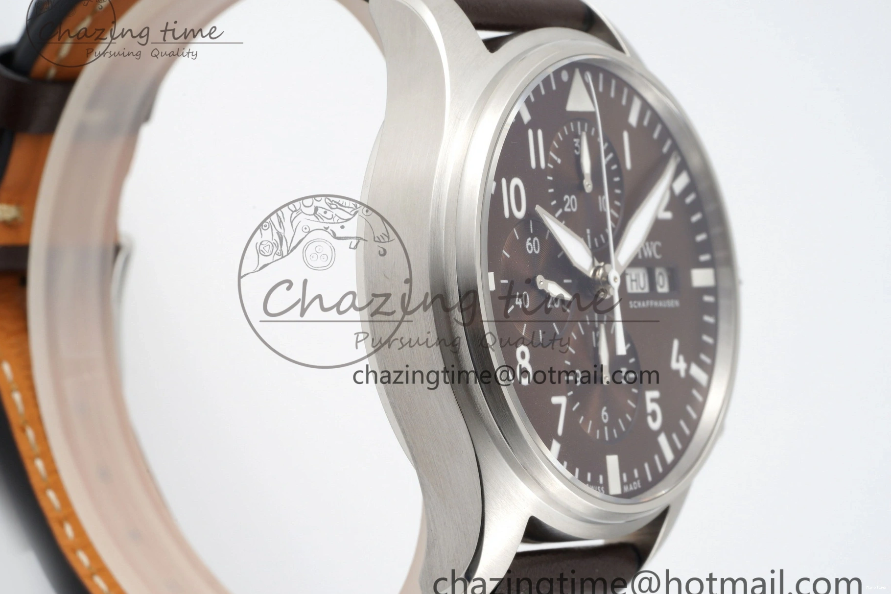 MIROTIME 1222 Thermal Pilot Chrono SS AZF 1:1 Best Edition Brown Dial on Brown Leather Strap A 7062